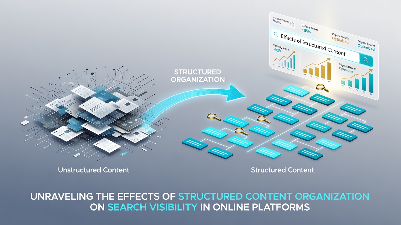 Graph illustrating improved search visibility metrics after implementing structured content organization across multiple online platforms